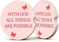 Pink Bow Christian Bible Car Coasters, Scripture Faith Cup Holders by Unknown