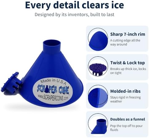 Windshield Ice Scraper for Car, 2 Pack, Round Cone Shaped Frost and Snow Remover - Image 4