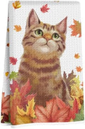 Cute Cat Autumn Decor Kitchen Towels, Fall Decorations Waffle Hand Towels by Unknown