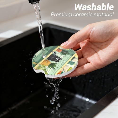2 Pack Ceramic Car Coasters for Cup Holder, 2.56 in Anti Slip Absorbent Coaster - Image 3