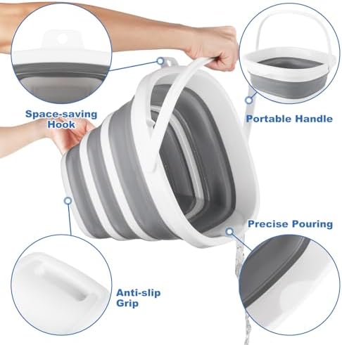 10L Collapsible Bucket for Cleaning, Portable Ice Bucket Water Pail for Space - Image 6