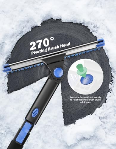 JOYTUTUS 47” Car Snow Brush, 4 in 1 Extendable Auto Car Snow Removal Broom Brush - Image 2