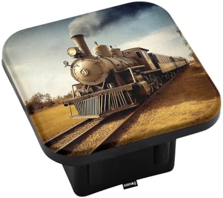 Swono Steam Train Hitch Plug Cover Vintage Train Moving Railroad Country Hills by Swono