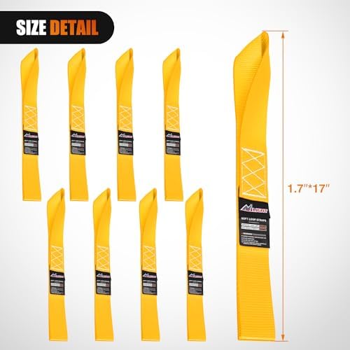 Nilight Soft Loop 1.7"x17" Motorcycle Tie Down Straps 12, 000LBS 8PK Yellow - Image 2