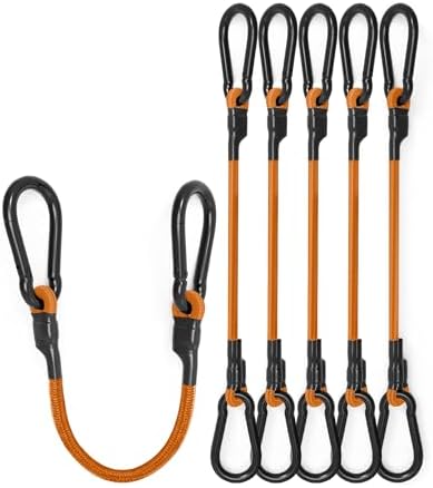 8 Pack 18" Carabiner Bungee Cords Heavy Duty Outdoor, 190 Lb Break Strength by LuckyStraps