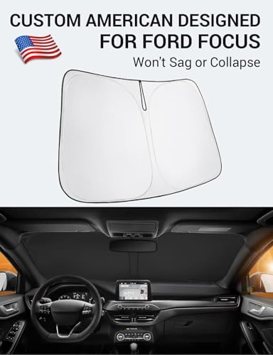 Proadsy Custom Fit 2012-2018 Ford Focus Windshield Sun Shade, Blocks Heat - Image 2