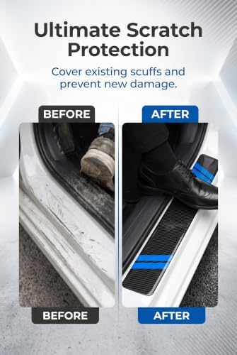 4 PCS Door Sill Protectors, Anti-Scratch Door Edge Guards, Carbon Fiber Leather - Image 4