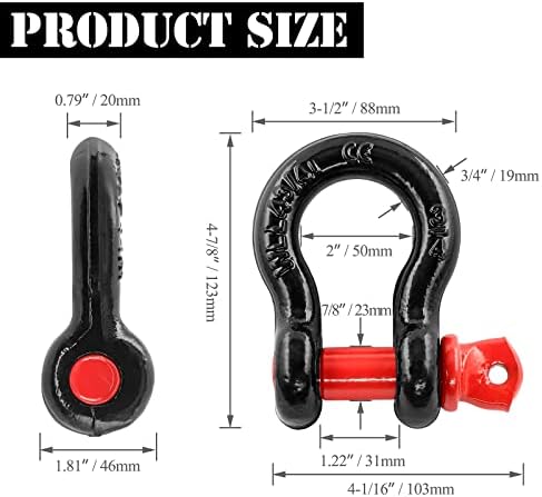 3/4" D Ring Shackle with 7/8" Screw Pin, 4.75T Working Load Limit / 28.5T - Image 4