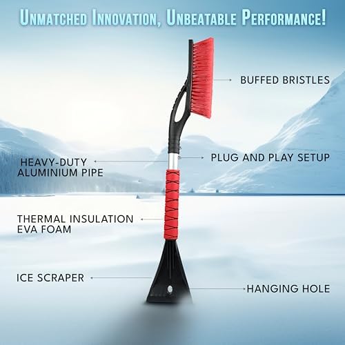 EcoNour 27" Aluminum Car Snow Scraper and Brush Ice Scraper - Image 4