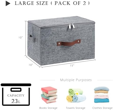 2PCS Storage Bins with Zipper Lids Decorative Lidded Basket Box - Image 3