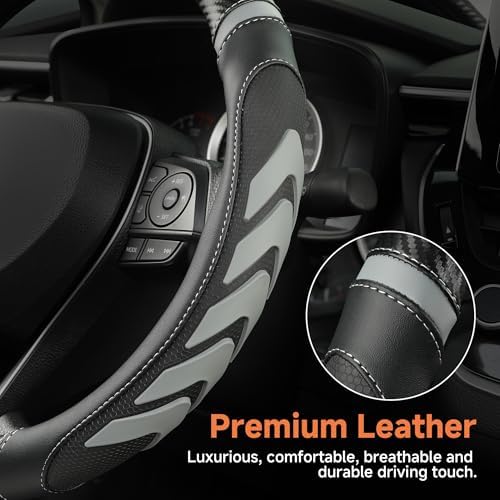 West Llama Carbon Fiber Leather Steering Wheel Cover - Image 5