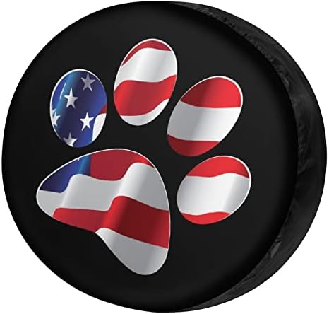 Paws US American Flag Spare Tire Cover Dust-Proof Wheel Tire Cover Fit Trailer by Foruidea
