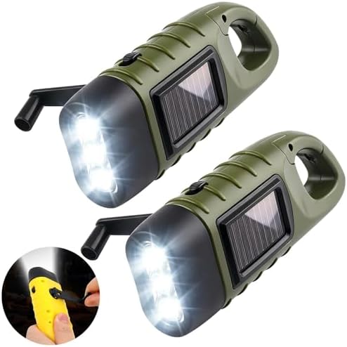 2Pcs Hand Crank Solar Powered Flashlight, Emergency Rechargeable - Image 7