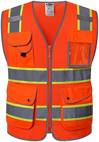 JKSafety Safety Vest for Men Women Reflective Hi Vis JK100 Orange XL by JKSafety