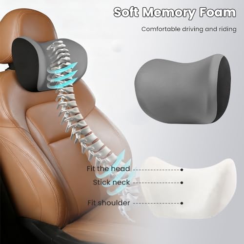 2 Pack Car Headrest Pillow for Neck Support, Memory Foam Neck Rest Cushion - Image 2