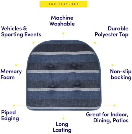 Sweet Home Collection Chair Cushion Memory Foam Pads Tufted Slip Non Skid - Image 5