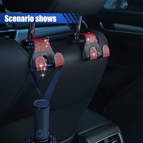 LAINLOY 2PCS Car Seat Headrest Hooks, Shiny Crystal Hanger Holder, Backseat - Image 6