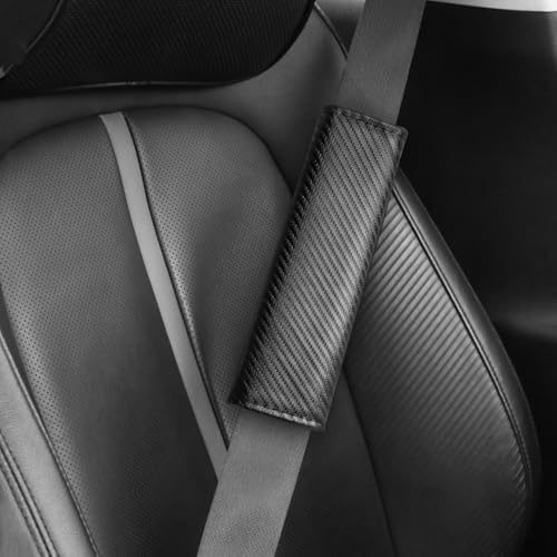 2PCS Carbon Fiber Seat Belt Cover Pad, Leather Seatbelt Covers - Image 6