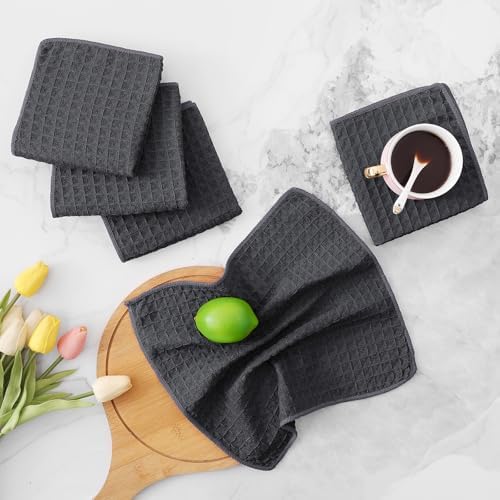 Homaxy Microfiber Waffle Weave Kitchen Dish Cloths, 8 Pack, Dark Grey - Image 6