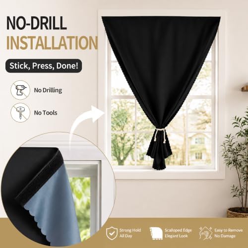Autohesion Curtains for Windows, Bedroom Blackout Curtains for - Image 2