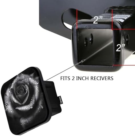 Swono Rose Trailer Hitch Cover Retro Bouquet Water Drop Black Rose Flowers - Image 3