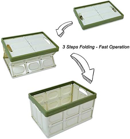 Lidded Storage Bins 2 Pack 30L Collapsible Storage Box Crates Plastic Tote - Image 4