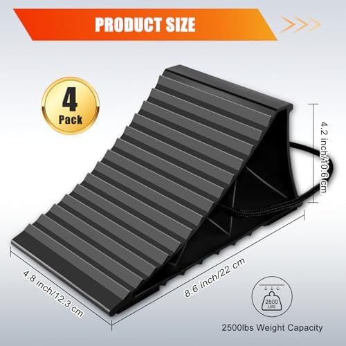 Wheel Chocks for RV Trailer, 4 Pack Non Slip Wheel Chocks for Travel Trailers - Image 2
