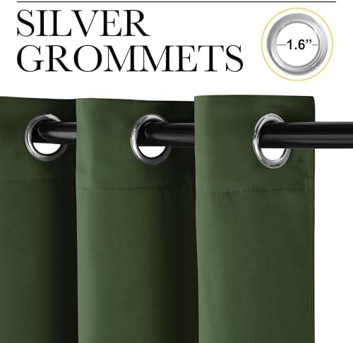 NICETOWN Dark Green Blackout Curtains - Image 2