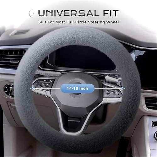 Coverado Winter Fluffy Steering Wheel Cover, Upgraded Anti-Slip Fuzzy Furry Car - Image 2