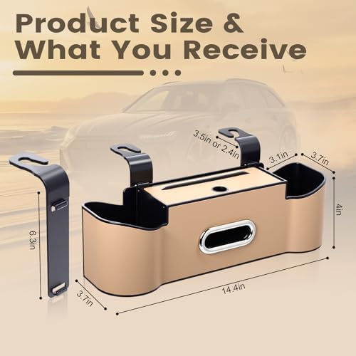 LemonRoad 2 Pack Car Seat Back Storage Box, Tissue 2 Cup Holders - Image 2