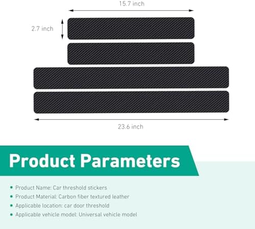 4 PCS Car Door Sill Protector, Carbon Fiber Front Rear Lower Door Sill Protector - Image 2