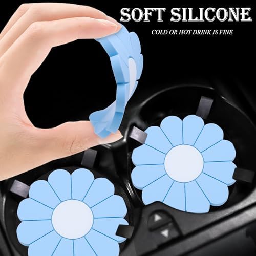 4-Pack Car Cup Holder Coaster Inserts, Daisy Shape, 2.75 Inch Non-Slip Silicone - Image 4