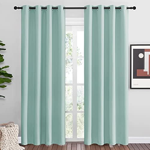 NICETOWN Aqua Blue Blackout Curtains 86" Long by NICETOWN