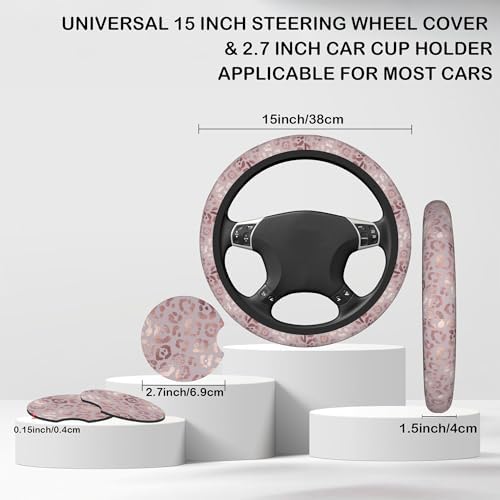 Rose Gold Leopard Print Steering Wheel Cover - Image 2