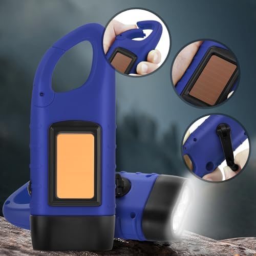 Simpeak 2-Pack Hand Crank Solar Powered LED Flashlight, Emergency Survival - Image 4