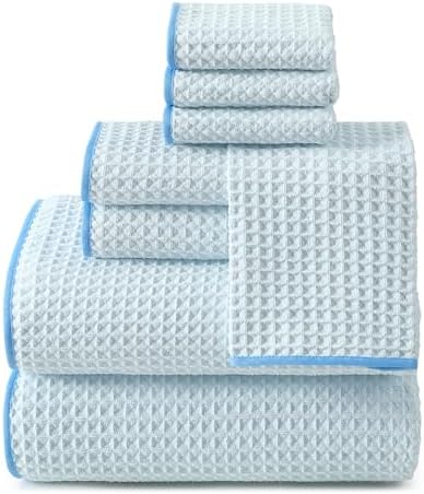 REDKISS Soft 8 Piece Waffle Towel Set, Microfiber, Lighter Weight, Quick Dry by REDKISSOnline