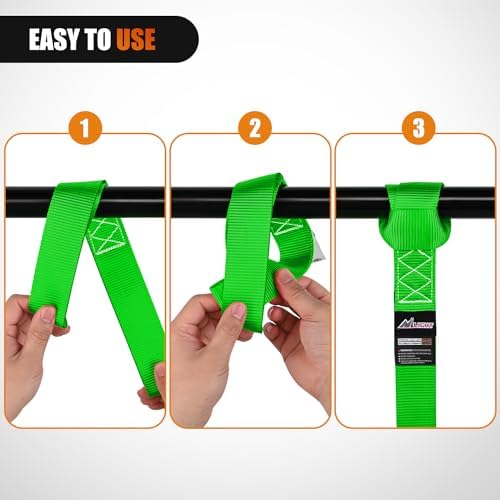 Nilight Soft Loop 1.7"x17" Motorcycle Tie Down Straps 12, 000LBS 8PK Green - Image 5