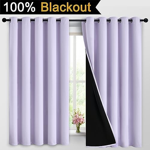 Yakamok Lilac 100% Blackout Curtains 63 Inches Long - Image 2