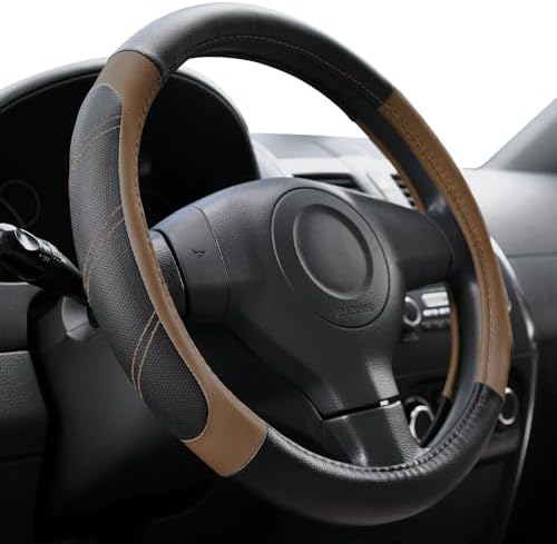 Elantrip Leather Steering Wheel Cover 15 1/2-16 inch Universal Padded Soft Grip by Elantrip