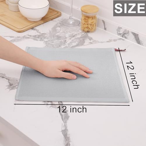 Homaxy 100% Cotton Waffle Weave Dish Cloths, 8 Pack, Light Grey - Image 6