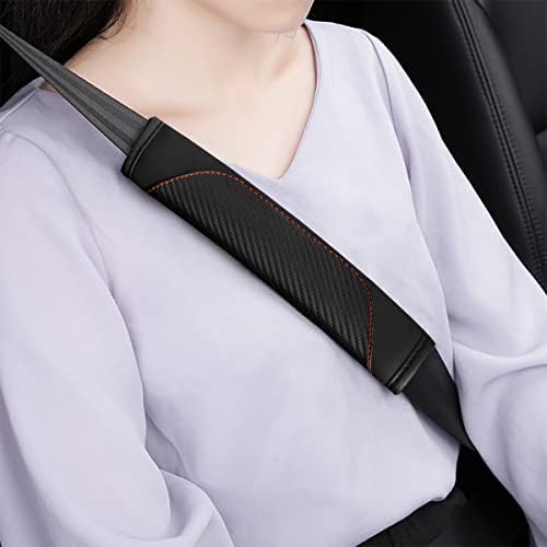 AUCELI 2PCS Carbon Fiber Car Seat Belt Cover, Breathable Leather - Image 5