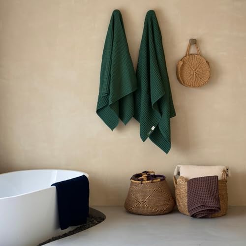 Luxury Organic Japanese Cotton Waffle Bath Towel | Thick, Quick Dry Bathroom - Image 3