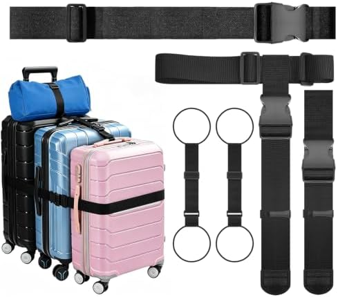 5 Packs Luggage Straps for Suitcases, Connect Up to 4 Suitcases ＆ Add a Bag by BILIONE