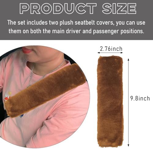 2 PCS Seat Belt Shoulder Pads, Soft Fluffy Plush Seat Belt Shoulder Strap Covers - Image 2