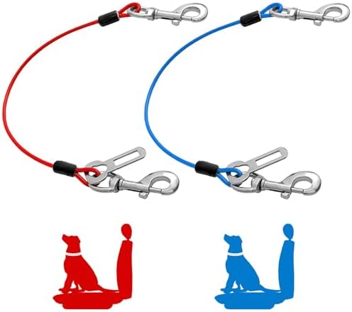 Dog Seat Belt Harness for Car, No Chew Tether Cable Vehicle Dogs Accessories by MiMetty