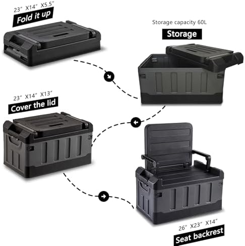 60L Foldable Seatable Camping Box Storage Bins - Image 4