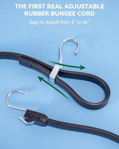 Lucky Straps 36 Inch Adjustable Rubber Bungee Cords, 8 Pack - Image 2