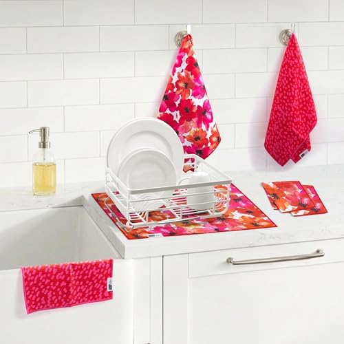 Ritz 6-Piece Poppy & Long Dots Microfiber Dish Cloth Set – Vibrant Watercolor - Image 4