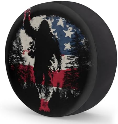 Rv Spare Tire Cover Wheel Bigfoot Funny USA Flag Tire Covers Wheel Protectors - Image 2