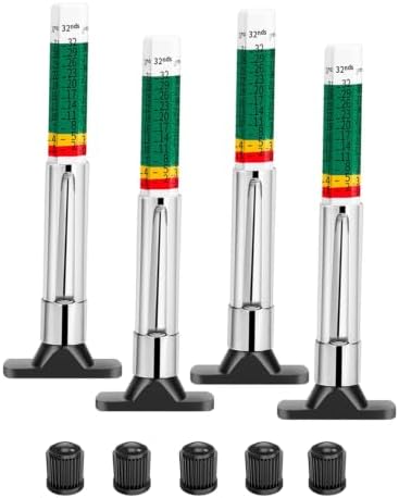 4-Pack Tire Tread Depth Gauge, Color Coded, 32nds Tire Depth Gauge by Epkanty